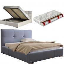 Łóżko tapicerowane LILY 120 x 200 z materacem ze stelażem i z pojemnikiem na pościel Podstawowe (1)