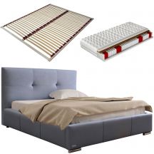 Łóżko tapicerowane LILY 90 x 200 z materacem ze stelażem i z pojemnikiem na pościel Podstawowe (1)