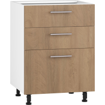 Szafka dolna stojąca 3 szuflady D3S-60/82 Hettich Biały / Dąb Miodowy VENTO Podstawowe
