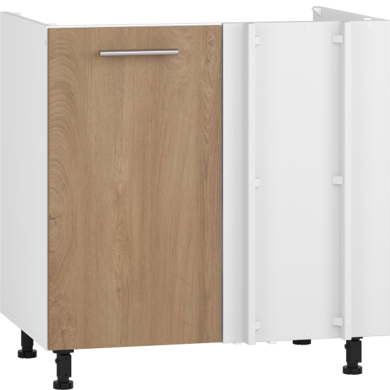 Szafka dolna stojąca narożna pod zlewozmywak 1 drzwi DKN-100/82 Biały / Dąb Miodowy VENTO Podstawowe