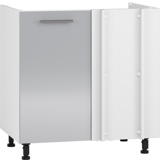 Szafka dolna stojąca narożna pod zlewozmywak 1 drzwi DKN-100/82 Biały / Jasny Popiel Połysk VENTO Podstawowe