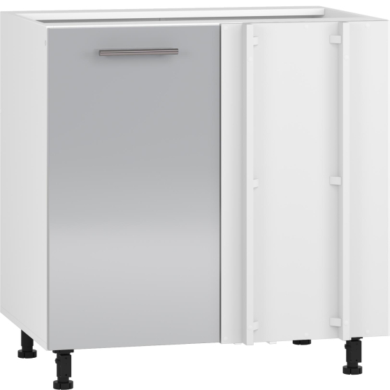 Szafka dolna stojąca narożna 1 drzwi 100 x 82 cm DN-100/82 Biały / Jasny Popiel Połysk VENTO Podstawowe