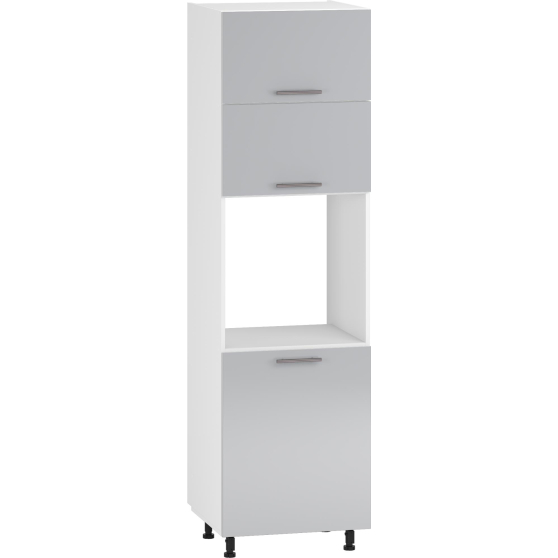 Szafka dolna wysoka słupek pod zabudowę piekarnika 3 drzwi 60 cm DP-60/214 Biały / Jasny Popiel Połysk VENTO Podstawowe