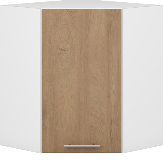 Szafka górna wisząca narożna 1 drzwi GN-60/72 Biały / Dąb Miodowy VENTO Podstawowe