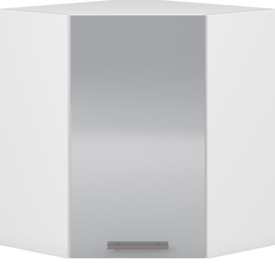Szafka górna wisząca narożna 1 drzwi GN-60/72 Biały / Jasny Popiel Połysk VENTO Podstawowe