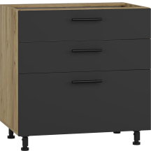 Szafka dolna stojąca 3 szuflady D3S-80/82 Hettich Dąb Craft / Antracyt VENTO Podstawowe