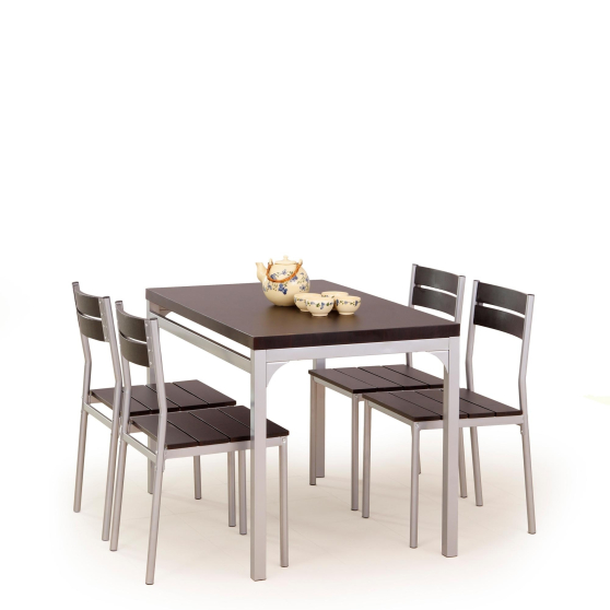 Zestaw stół i 4 krzesła MALCOLM Wenge Podstawowe