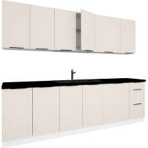 Zestaw mebli kuchennych 2,6 Popiel / Beż Piaskowy SONJA Podstawowe (1)