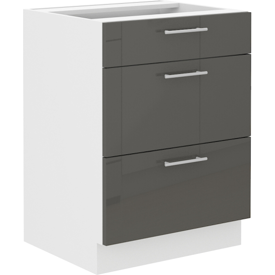 Szafka dolna stojąca 3 szuflady 60 D 3S LARA GRAFIT POŁYSK Podstawowe