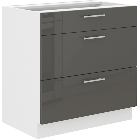 Szafka dolna stojąca 3 szuflady 80 D 3S LARA GRAFIT POŁYSK Podstawowe