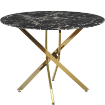 Stół okrągły 100x100x73 RAYMOND 2 Złoty / Czarny Marmur Podstawowe
