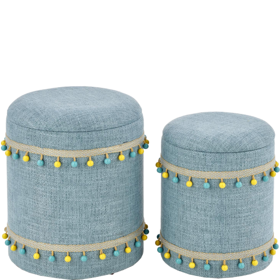 Zestaw dwóch puf GRADO jasny niebieski Podstawowe