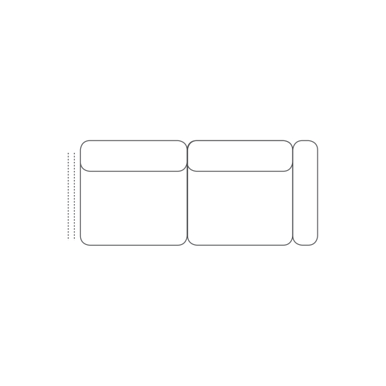 Sofa z jednym bokiem Prawa 2,5R MOZZA Podstawowe