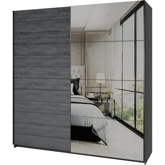 Szafa 2 drzwi przesuwnych lustro 200 cm Dąb Carbon 24CBEA67 TYP-67 GALAXY Podstawowe