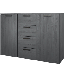 Komoda 2 drzwi 4 szuflady Dąb Carbon 24CBEA26 TYP-26 GALAXY Podstawowe