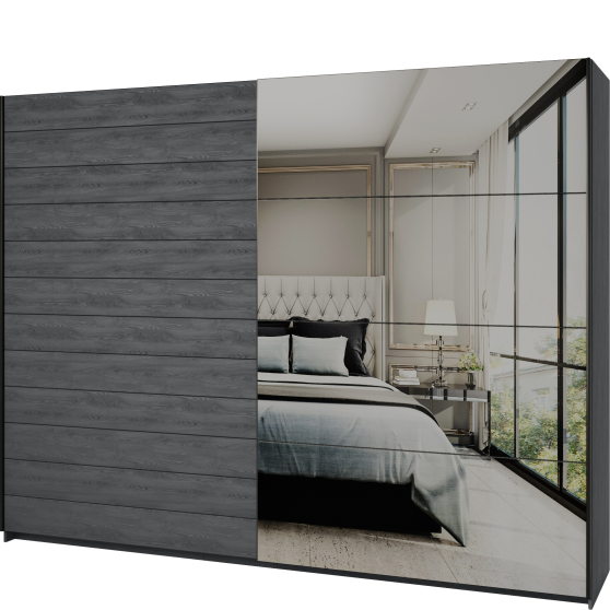 Szafa 2 drzwi przesuwnych lustro 270 cm Dąb Carbon 24CBEA69 TYP-69 GALAXY Podstawowe