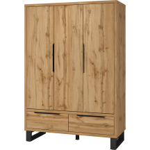 Szafa 3 drzwi 2 szuflady Dąb Wotan 24N0NG19 TYP-19 HALLE SYPIALNIA Podstawowe