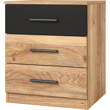 Stolik nocny 3 szuflady Dąb Mauvella / Czarny 22MW1622 TYP-22 BETA Podstawowe