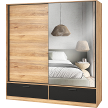 Szafa z lustrem 150 cm Dąb Mauvella / Czarny 22MW1661 TYP-61 BETA Podstawowe