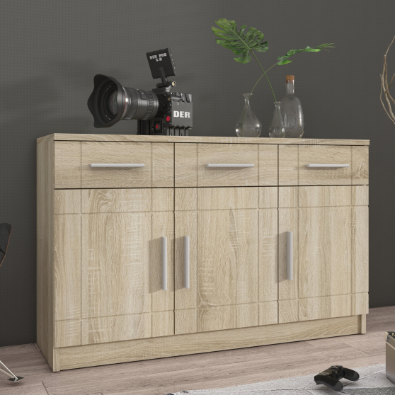 Komoda 3F3S Dąb Sonoma PARIS Podstawowe