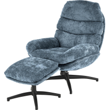 Fotel wypoczynkowy z podnóżkiem DARIO Niebieski Podstawowe