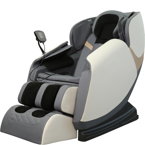 Fotel wypoczynkowy z funkcją masażu i podgrzewania SOLARIA Krem / Popiel Podstawowe