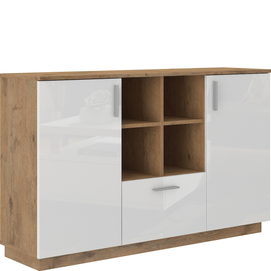 Komoda 20 2F1S VARIO Biały Połysk / Dąb Lancelot Podstawowe