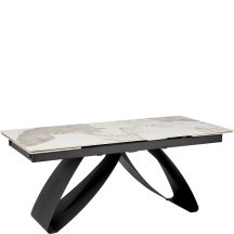 Stół rozkładany 180-260x90x75 HILARIO Biały Marmur / Czarny Podstawowe