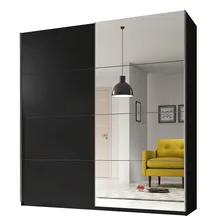 Szafa 2 drzwi przesuwnych z lustrami 221 cm czarna 22W01658 TYP-58 BETA Podstawowe