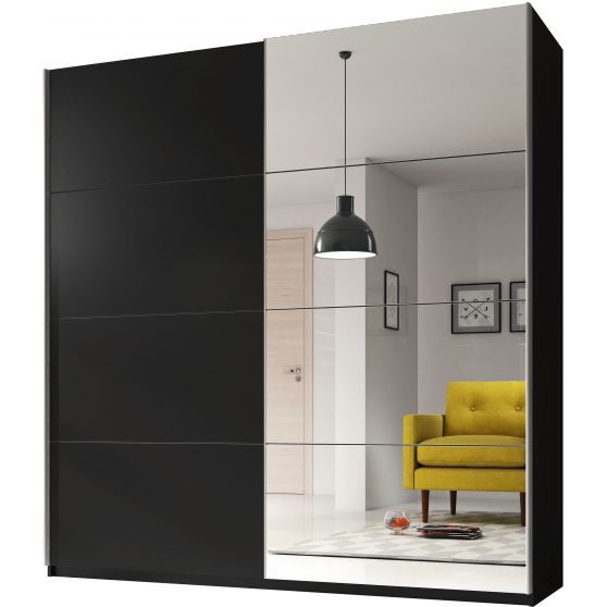 Szafa 2 drzwi przesuwnych z lustrami 180 cm czarna 22W01656 TYP-56 BETA Podstawowe