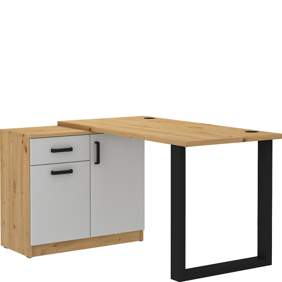 Biurko z komodą 130 Jasny Szary/Dąb Artisan MALTA JASNY SZARY / DĄB ARTISAN Podstawowe
