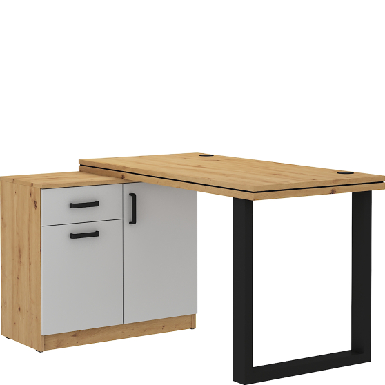 Biurko z komodą 140 Jasny Szary/Dąb Artisan MALTA JASNY SZARY / DĄB ARTISAN Podstawowe