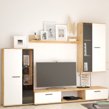 Zestaw mebli do salonu WHAR01 Biały / Dąb Artisan SALSA Podstawowe