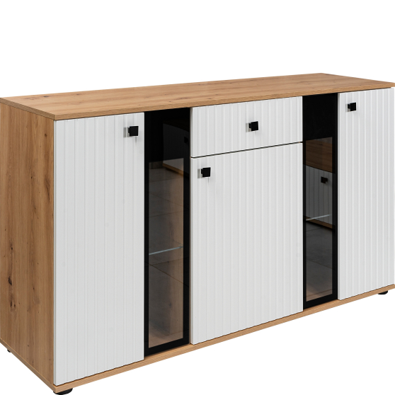 Komoda 20 Biały / Dąb Artisan SALSA MDF Podstawowe