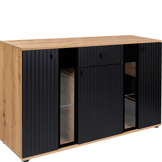 Komoda 20 Czarny / Dąb Artisan SALSA MDF Podstawowe