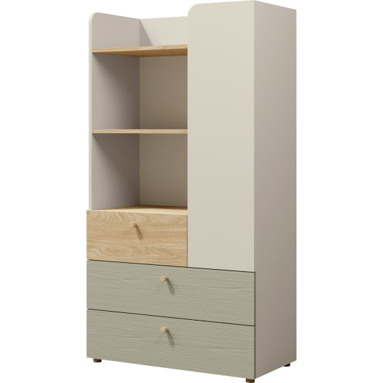 Regał z szufladami i drzwiami niski YUKI Podstawowe (1)