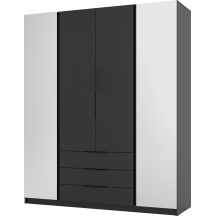 Szafa czterodrzwiowa 2 lustra 2F 3S Czarna KAJA Podstawowe