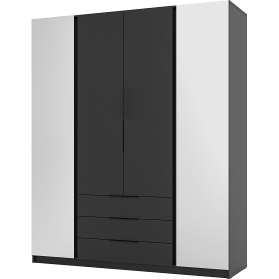 Szafa czterodrzwiowa 2 lustra 2F 3S Czarna KAJA Podstawowe