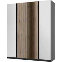 Szafa czterodrzwiowa 2 lustra z lamelami Czarny / Czarny / Dąb Evoke KAJA Podstawowe