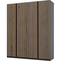 Szafa czterodrzwiowa fronty z lamelami Czarny / Czarny / Dąb Evoke KAJA Podstawowe