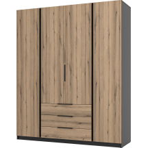 Szafa czterodrzwiowa z szufladami Czarny / Dąb Evoke KAJA Podstawowe