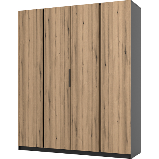 Szafa czterodrzwiowa Czarny / Dąb Evoke KAJA Podstawowe