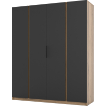 Szafa czterodrzwiowa Czarny / Dąb Evoke KAJA Podstawowe