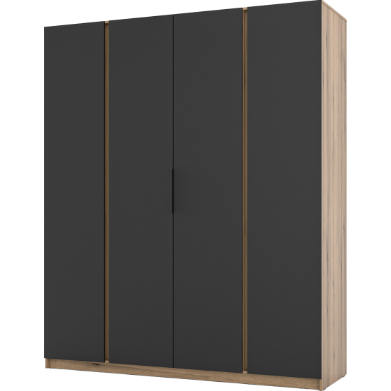 Szafa czterodrzwiowa Czarny / Dąb Evoke KAJA Podstawowe