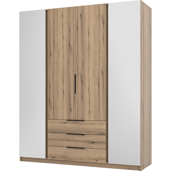 Szafa czterodrzwiowa 2 lustra 2F 3S Dąb Evoke KAJA Podstawowe