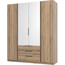 Szafa czterodrzwiowa 2F 2 lustra 3S Dąb Evoke KAJA Podstawowe
