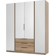Szafa czterodrzwiowa z lustrem i szufladami Dąb Evoke KAJA Podstawowe