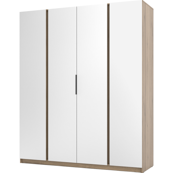 Szafa czterodrzwiowa z lustrem Czarny / Dąb Evoke KAJA Podstawowe