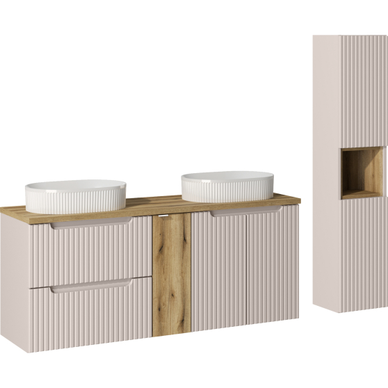 Zestaw mebli do łazienki 140 cm SET-NOC B OAK NOVA CASHMERE Podstawowe