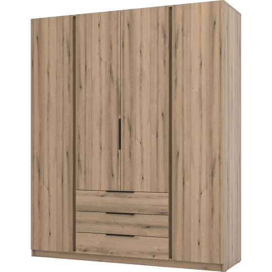 Szafa czterodrzwiowa z szufladami Dąb Evoke KAJA Podstawowe
